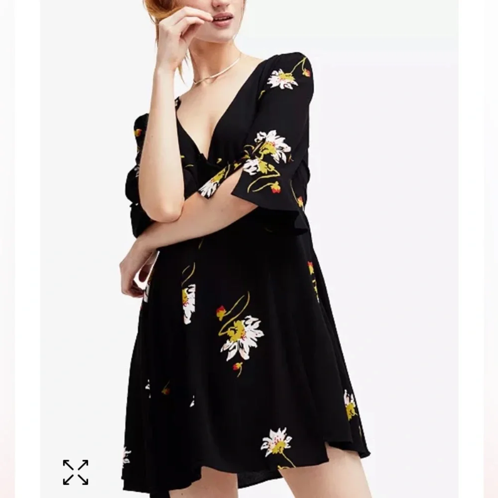 Free People Time On My Side Black Floral Wrap Dress - Picture 2 of 11